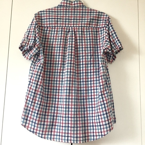 Dressmann Plaid Linen Blend Short Sleeve Shirt M - Picture 3 of 14